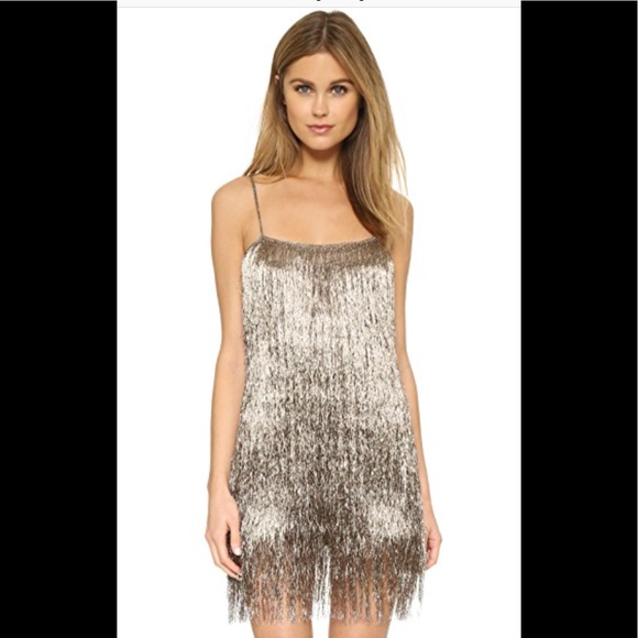 rachel zoe gold fringe dress